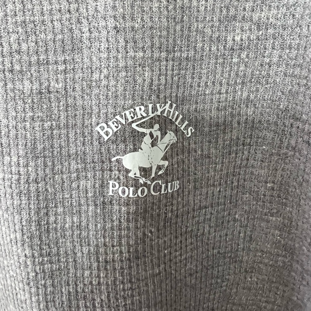 {Beverly Hills Polo Club}Mens Gray Waffle-knit Loungewear Top - Picture 3 of 6